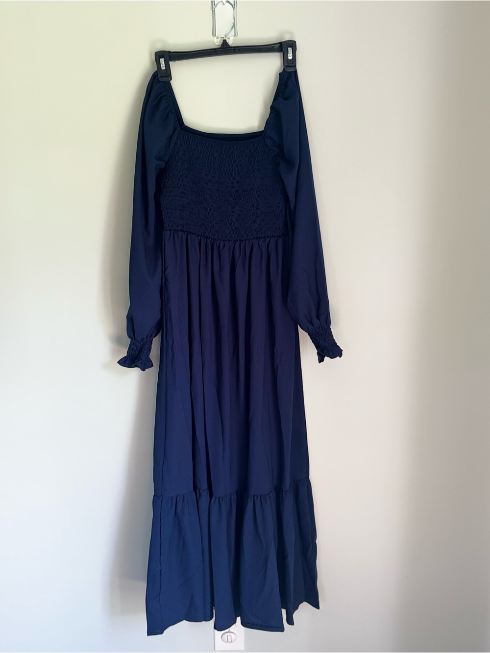 SHEIN Navy Smocked Square-Neck Maxi Dress